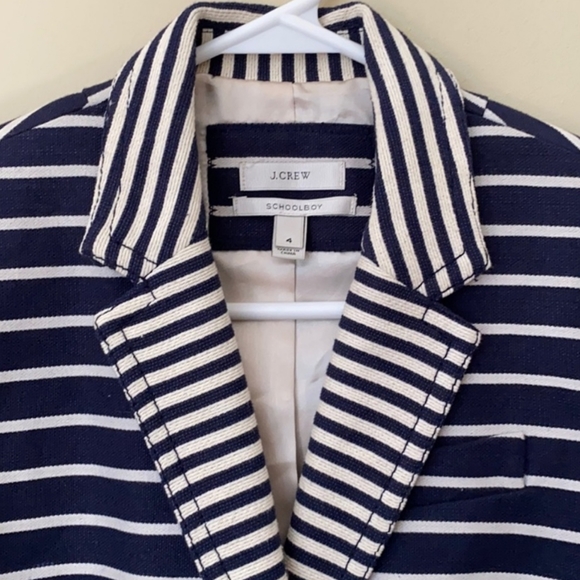 J Crew Linen Blend Striped Schoolboy Blazer - Picture 3 of 8